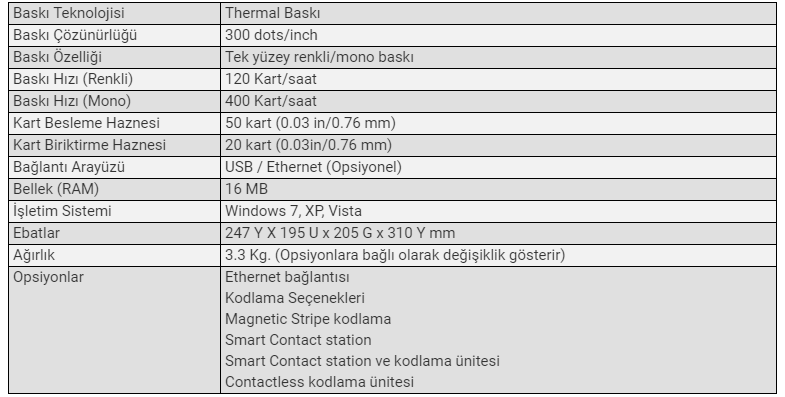 evolis ozellik